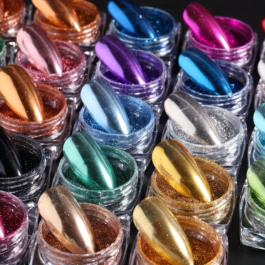 Nails
23pcs Metallic Chrome Nail Powder Set Y2K Magic Mirror Decor Rubbing Glitter Pigment Flakes Manicure Accessories