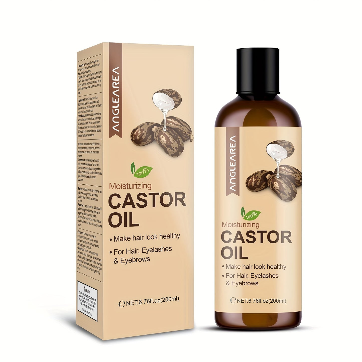 Hair Care
200ml/6.76fl.oz Castor Oil For Hair, Eyelashes & Eyebrows, Cold-Pressed Unrefined, Essential Oil For Dry Hair, Skin & Nail Care