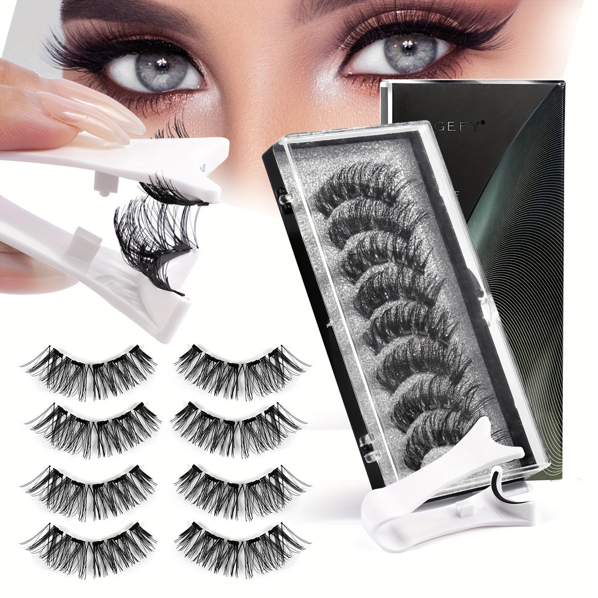 False Eyelashes
Magefy 2pcs Magnetic Eyelashes With Applicator - Easy To Wear & Remove, Natural Full Look, Perfect For Daily Use & Parties