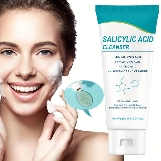 Facial care
100ml Salicylic Acid Cleanser, Deep Cleansing Skin Face Wash With Salicylic Acid, Hyaluronic Acid, Citric Acid, Niacinamide And Ceramide, Moisturizing, Oil Control, Suitable For Men And Women