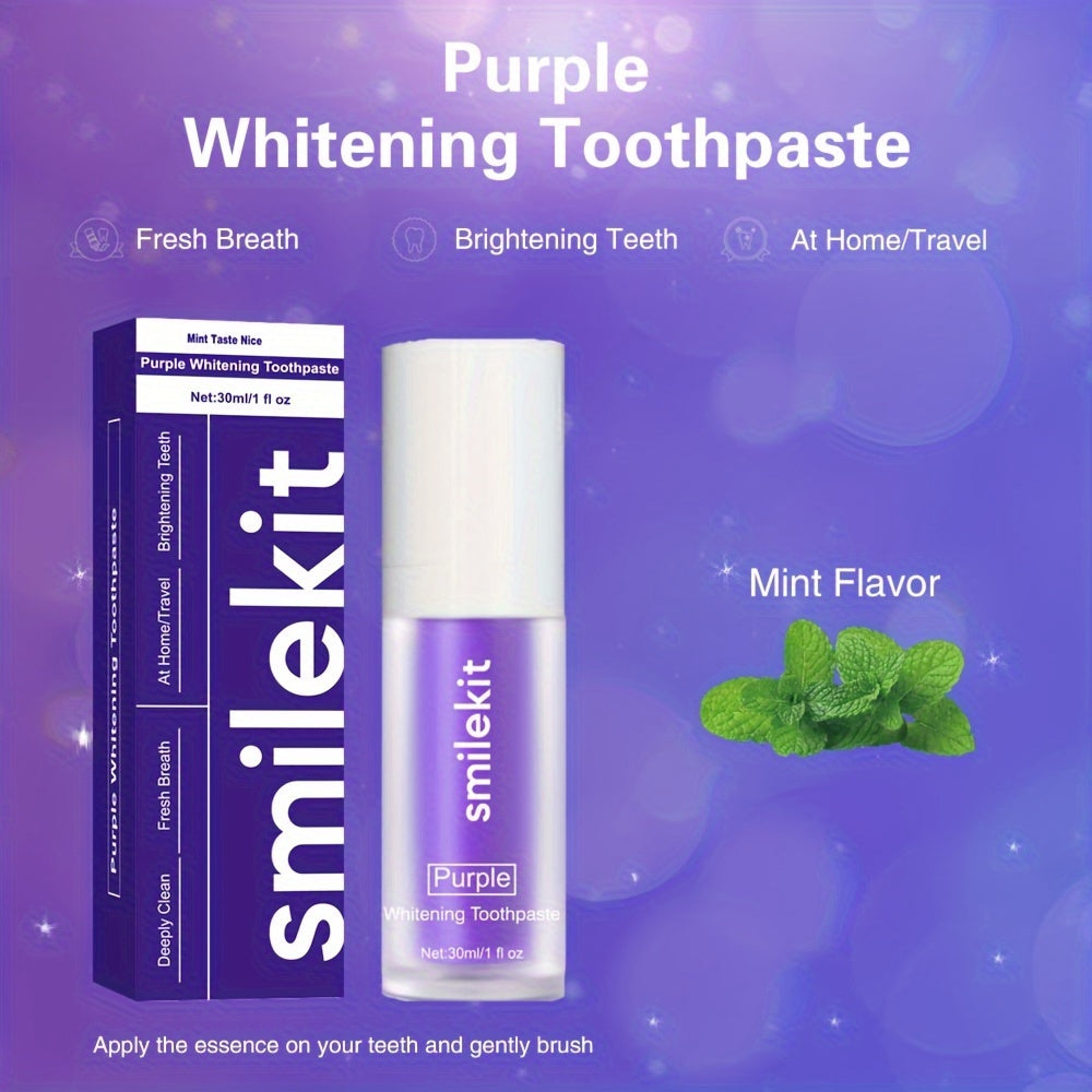 Oral Care
"Sparkling" Minty Fresh Purple Whitening Toothpaste - Deep Clean, Gentle On Gums, Freshens Breath, Portable For Travel & Home Use Disposable Toothbrush With Toothpaste