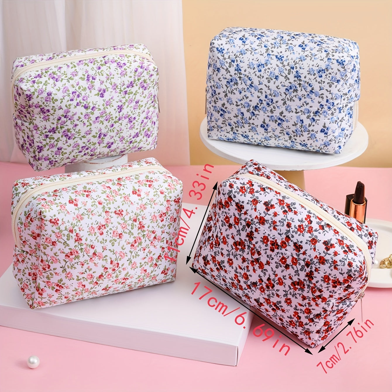 Makeup bags & Storage
1pc Large-Capacity Makeup Bag Floral Print Cosmetic Bag For   Portable Women's Cosmetic Bag Travel Bag Bathroom Wash Bag, For Easy Storage And Organization