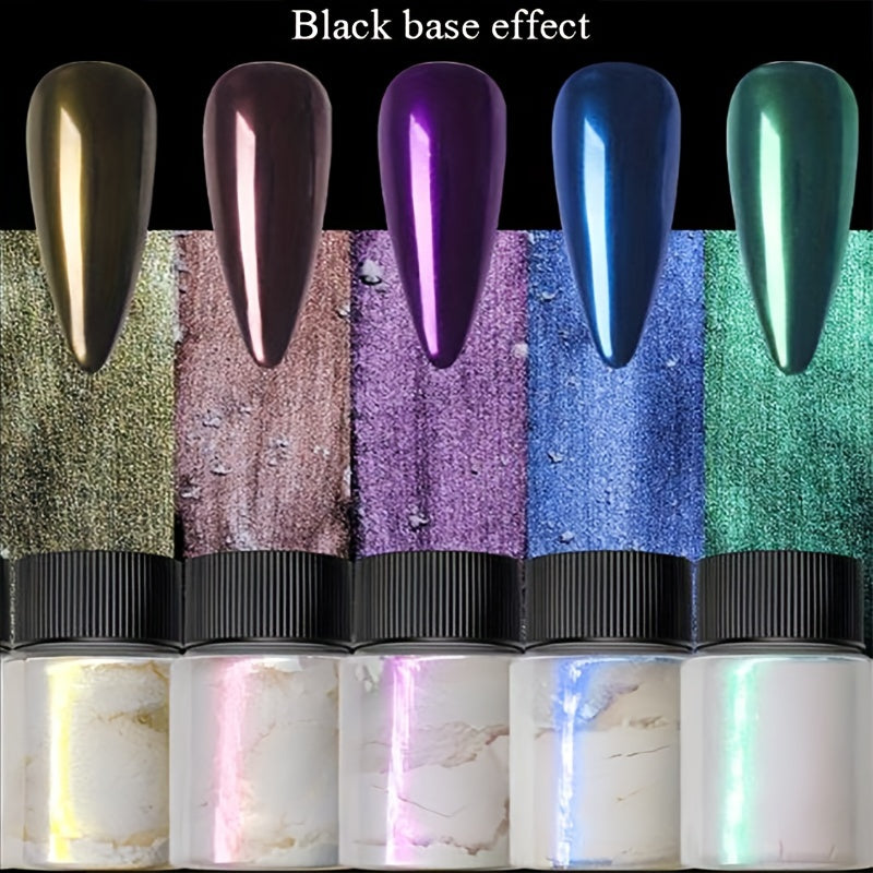 Nails
5 Bottle/set Mirror Nail Powder Pearl Gradient Metallic Effect Laser Dust UV Gel Polish Nail Art Aurora Shiny Pigment Decoration