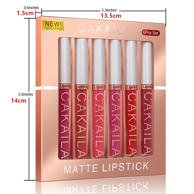 Makeup 6Pcs Matte Liquid Lipstick Set Lip Stain Makeup, 24 Hour Long Lasting Waterproof Dark Red Matte Matt Lipsticks Lip Gloss Sets For Women Valentine's Day Gifts For Music Festival