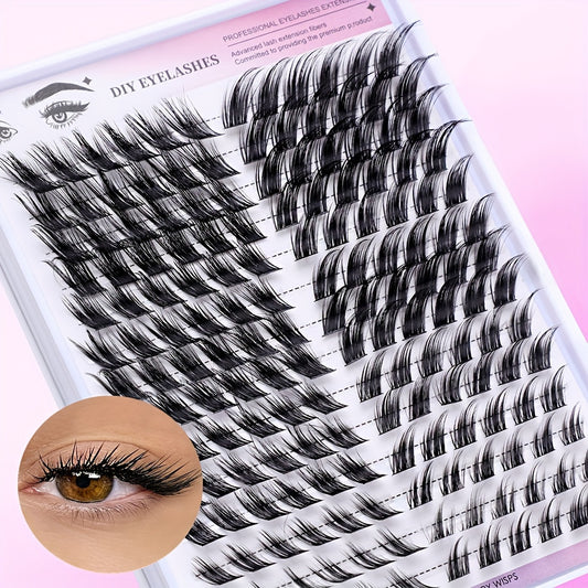 False Eyelashes
168 Pcs Fox Eye Slant Flying False Eyelashes DIY Cluster Single False Eyelashes For Natural Look Lash Extension