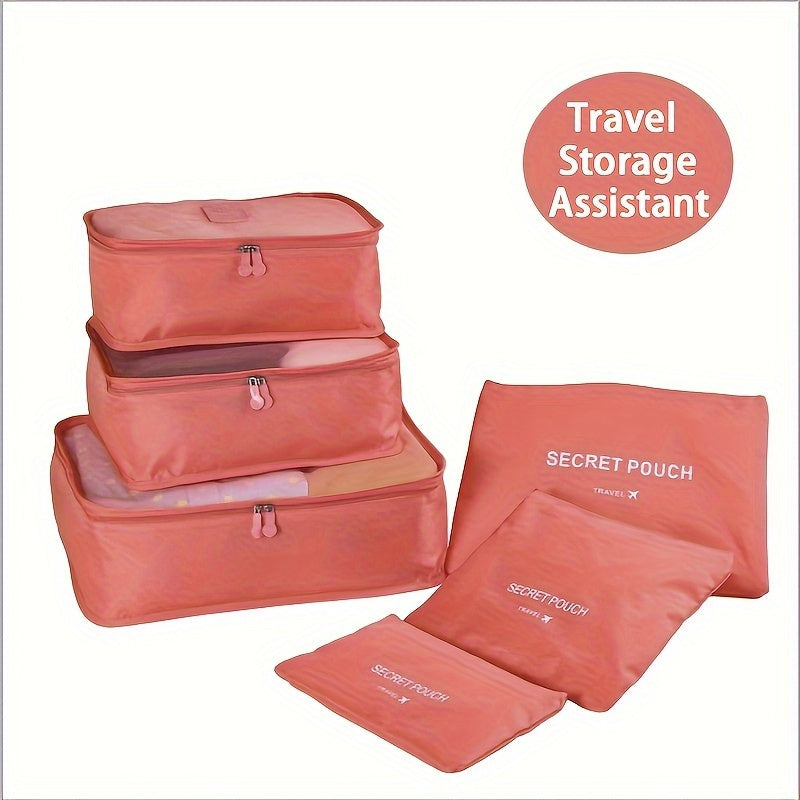 Makeup bags & Storage
6pcs Travel Organizer Set - Waterproof Polyester, Odorless, For Shoes, Clothes & Accessories