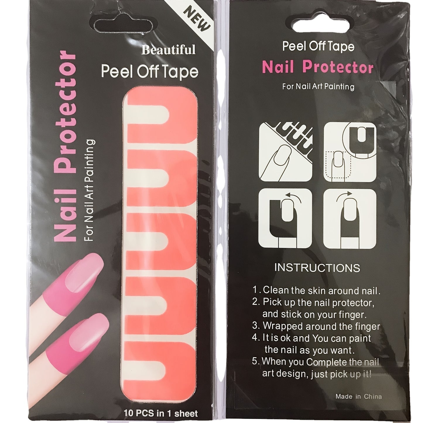 Nails
5 pcs U-Shape Nail Polish Protector for Fingers - Peel Off Cuticle Stickers for Nail Stamping and Manicure - Protects Nails from Damage and Chipping