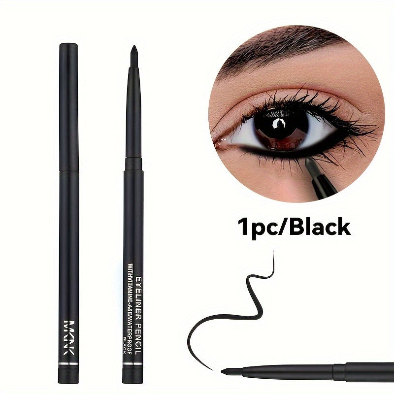 Makeup Easy-Glide Waterproof Black Eyeliner Pencil - Long-Lasting, Smudge-Proof For Beginners