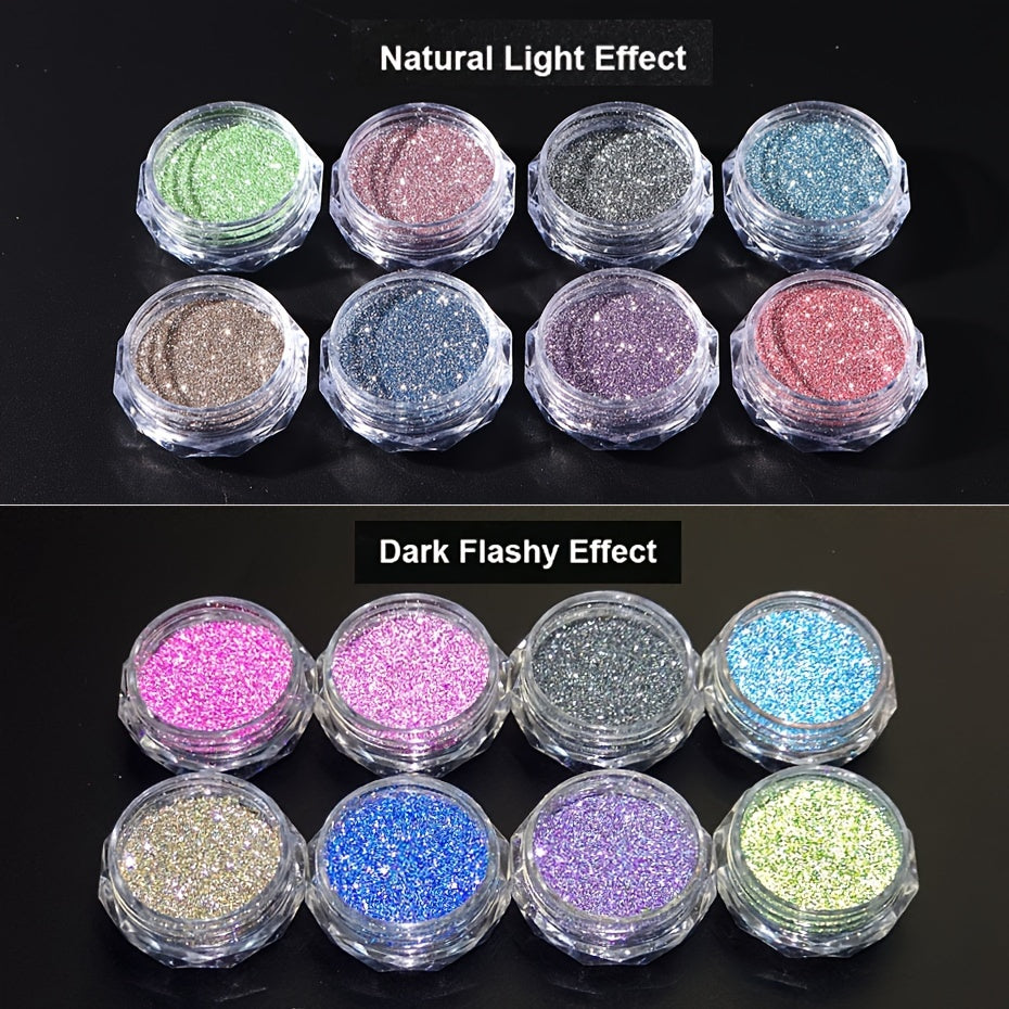 Nails
8pcs Glow-In-The-Dark Nail Art Kit: Reflective Glitter Sequins & Shimmering Acrylic Dust - Fragrance-Free, Perfect For Manicure Decor Gel Nail Polish Kit With Uv Light Nail Polish Set