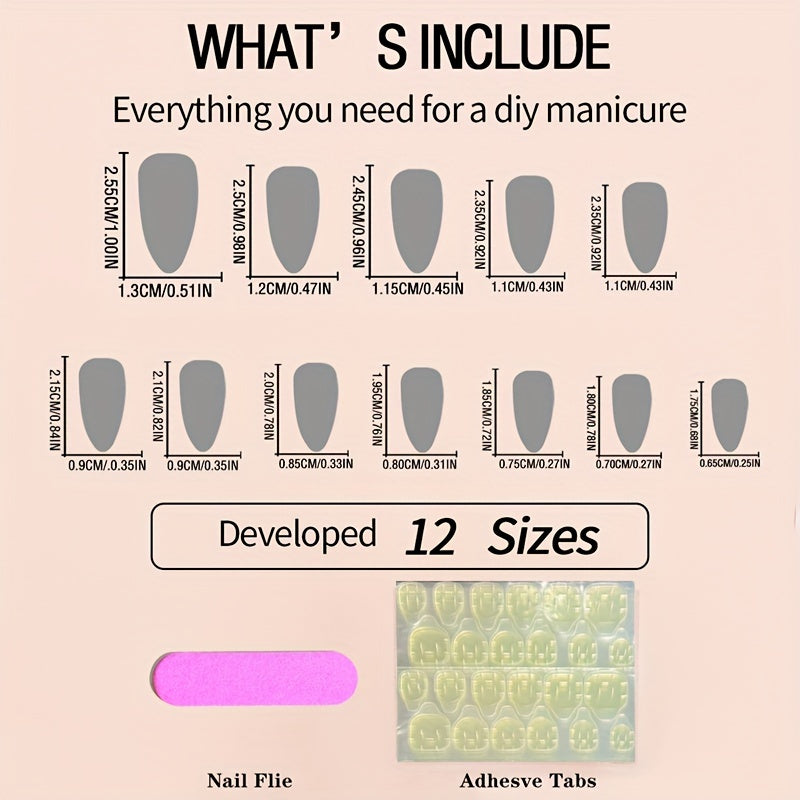 Nails
24pcs Almond Shaped Press On Nails Set for Women & Girls - Short Length, Blue & Nude Tone, Glossy Finish with Glitter Plant Pattern - Full Coverage False Nail Kit