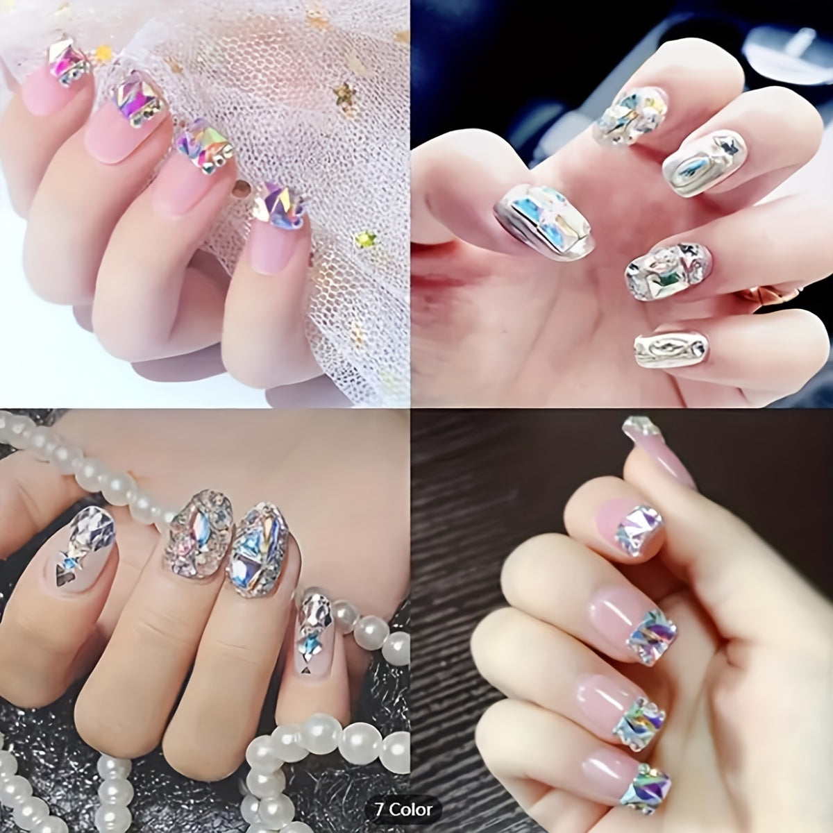 Nails
150pcs Flatback Round Rhinestone Plus 20pcs Flatback Odd Shaped Large Cubic Zirconia Black Blue Moon Nail Rhinestones