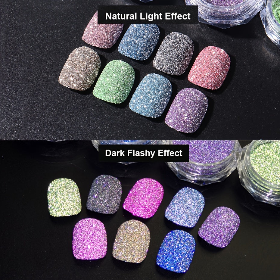 Nails
8pcs Glow-In-The-Dark Nail Art Kit: Reflective Glitter Sequins & Shimmering Acrylic Dust - Fragrance-Free, Perfect For Manicure Decor Gel Nail Polish Kit With Uv Light Nail Polish Set