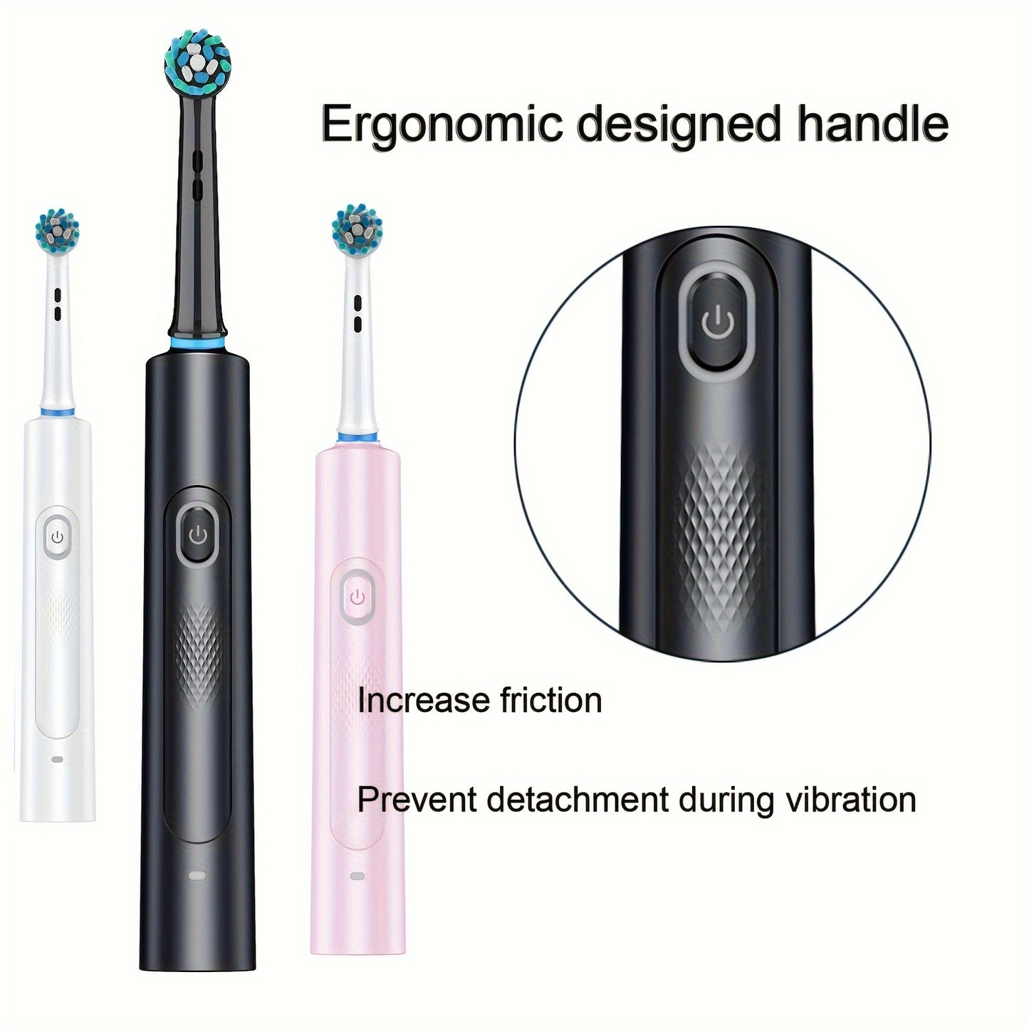 Oral Care
Electric Toothbrush with 8 Replacement Heads, USB Rechargeable with Travel Case, 8000 VPM Ultrasonic Motor, 3 Modes with Smart Timer, Medium Firmness Microfiber Bristles for Adults, 600mAh Lithium Battery