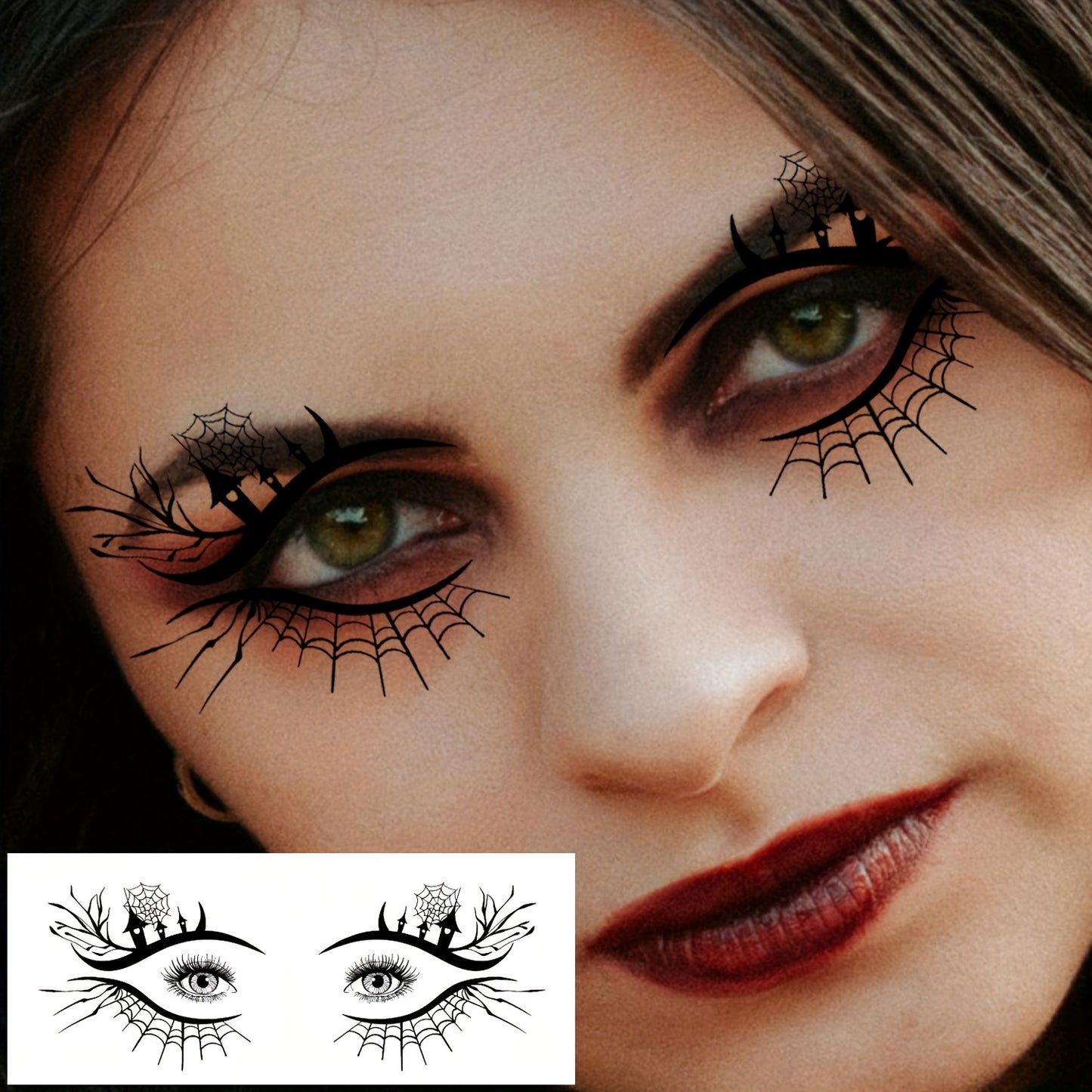 Temporary Tattoos
Halloween Eye Temporary Tattoos (10 Sheets), Spooky Skeleton, Pumpkin, Cat, Bat, Spider & Web Designs for Costume Makeup, Festive Party Face Stickers