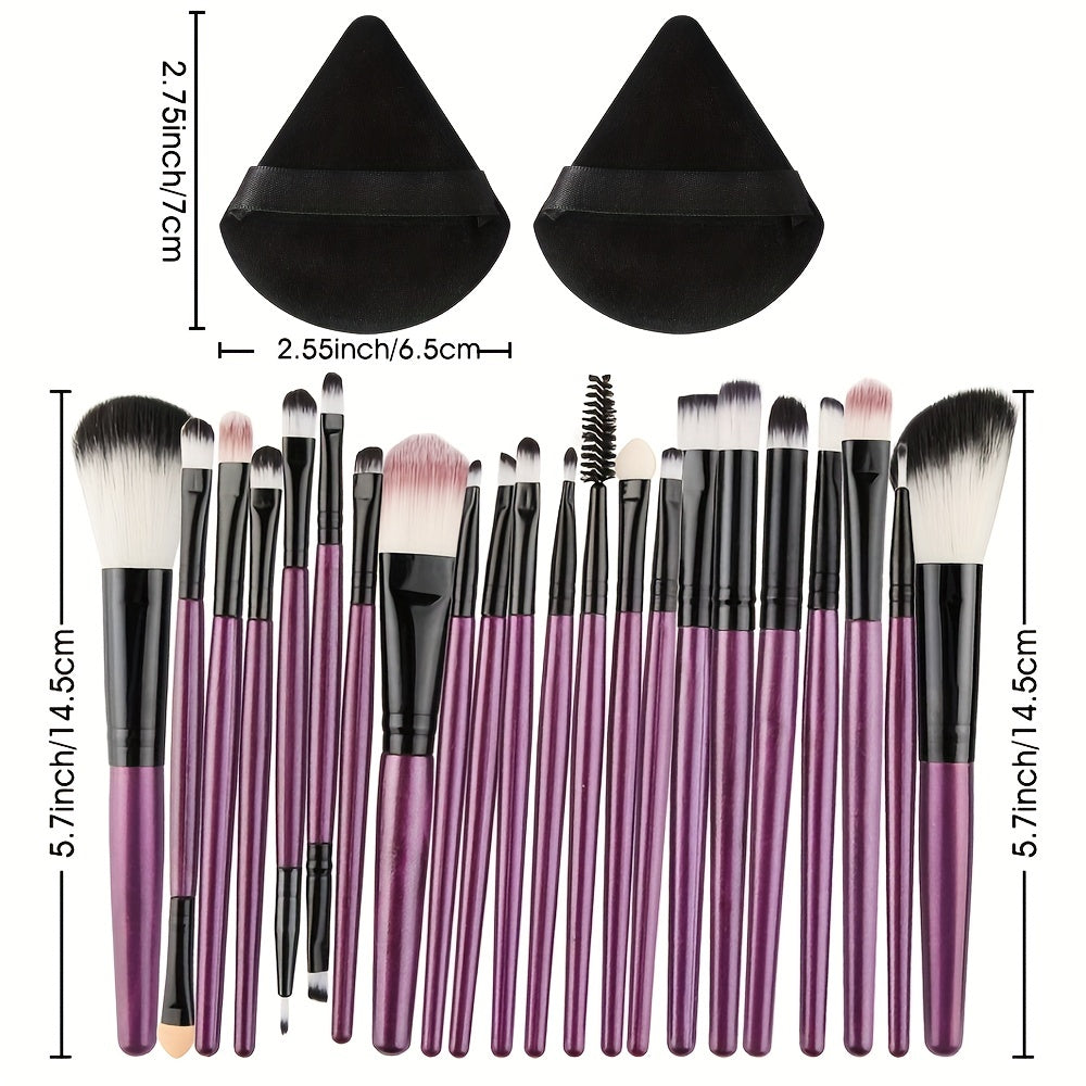 Beauty Tools
22pcs Makeup Brushes Set + 2pcs Makeup Triangle Puffs, Professional Multi-Functional Makeup Brushes Makeup Kit, Foundation Brush, Powder Concealers Eye Shadows Blush Make Up Brushes, Eyelash Comb Brush