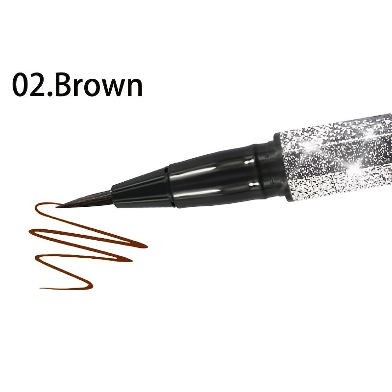 Makeup 1pc Long-Lasting Waterproof Black Starry Sky Eyeliner Pen with Sponge Tip - Smooth and Quick-Drying for Beautiful Eye Makeup