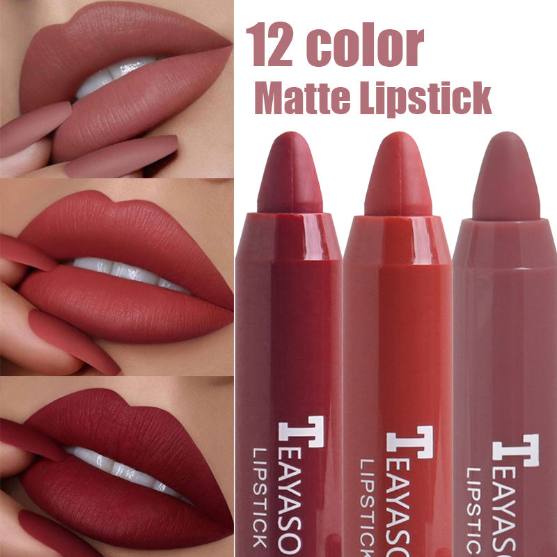 Makeup 12 Colors Sexy Matte Lipstick Waterproof Long Lasting Color Rendering Non-stick Velvet Lips Liner Pencil Woman Makeup Cosmetics Valentine's Day Gifts