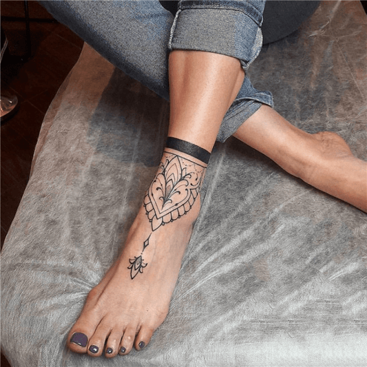 Temporary Tattoos
1 Sheet Tattoo Sticker, Foot & Leg Ring Flower Lace Pattern, Waterproof Temporary Tattoos For Women And Men