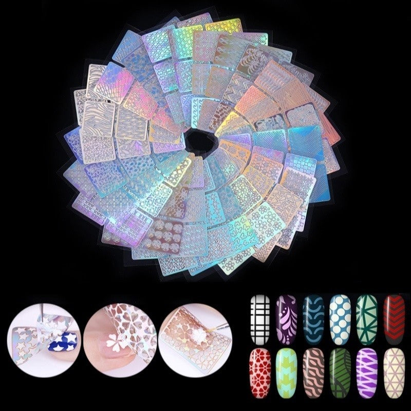 Nails
12/24 Sheet Mixed Laser Cutout Stickers, Nail Stamping Plates Set, Nail Art Hollow Stickers, Nail Plate Template, Nail Stamping Polish Gel Templates, Nail Art Plates Set