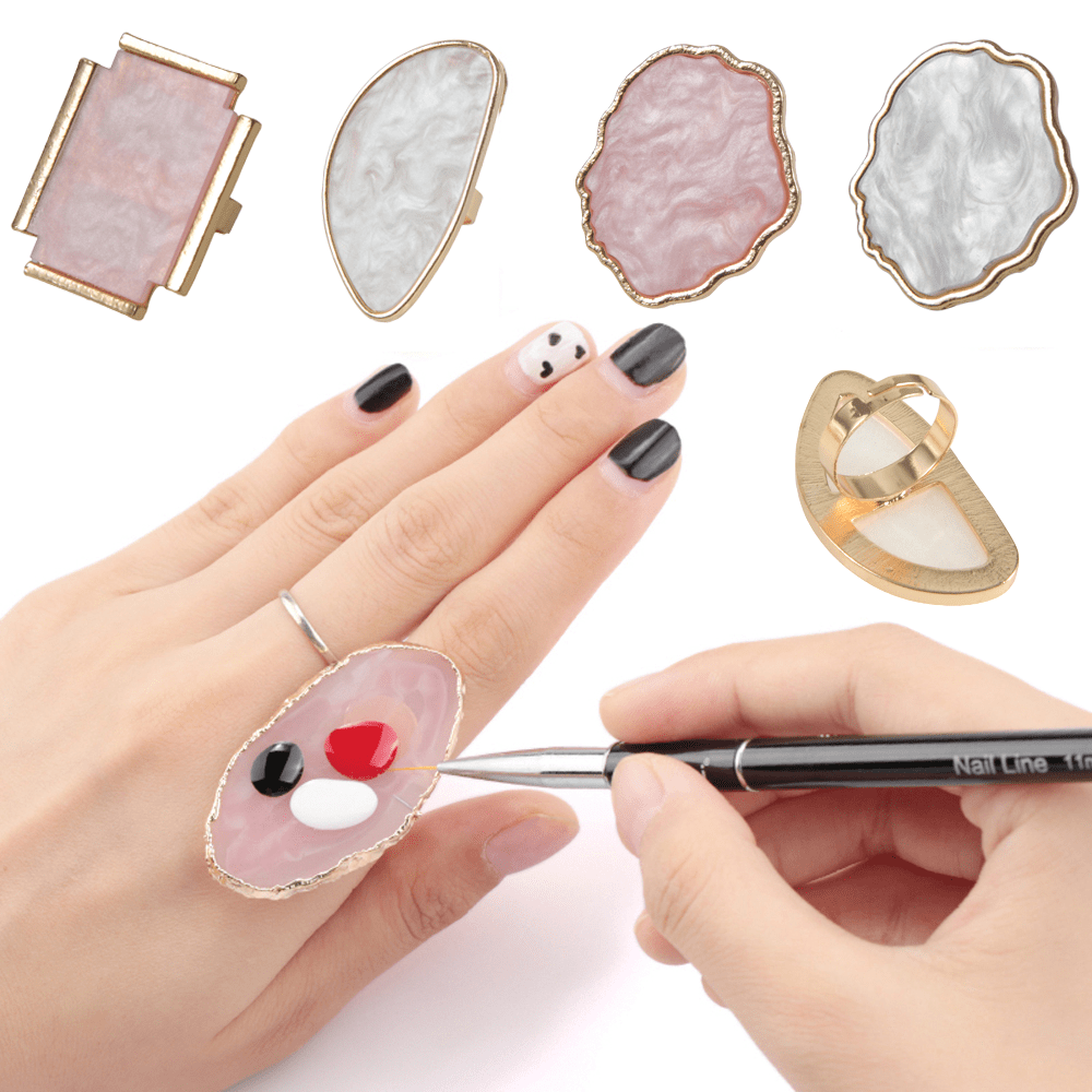 Nails
Resin Stone Nail Art Palette Finger Ring False Nails Tips Drawing Color Mixing DIY Manicure Tool