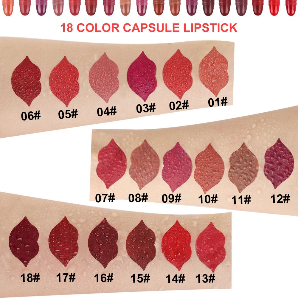 Makeup 18 pcs/set Long-Lasting Velvet Matte Capsule Lipstick Set - Portable and Waterproof Mini Lipsticks Valentine's Day Gifts