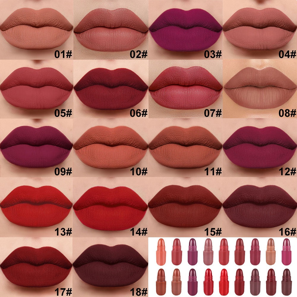 Makeup 18 pcs/set Long-Lasting Velvet Matte Capsule Lipstick Set - Portable and Waterproof Mini Lipsticks Valentine's Day Gifts