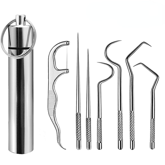 Oral Care
7pcs Dental Flosser Picks Set, Stainless Steel Tooth Pick Set, Deep Cleaning Dental Floss, Portable Hygienic Flosser With Holder For Travel Daily Life