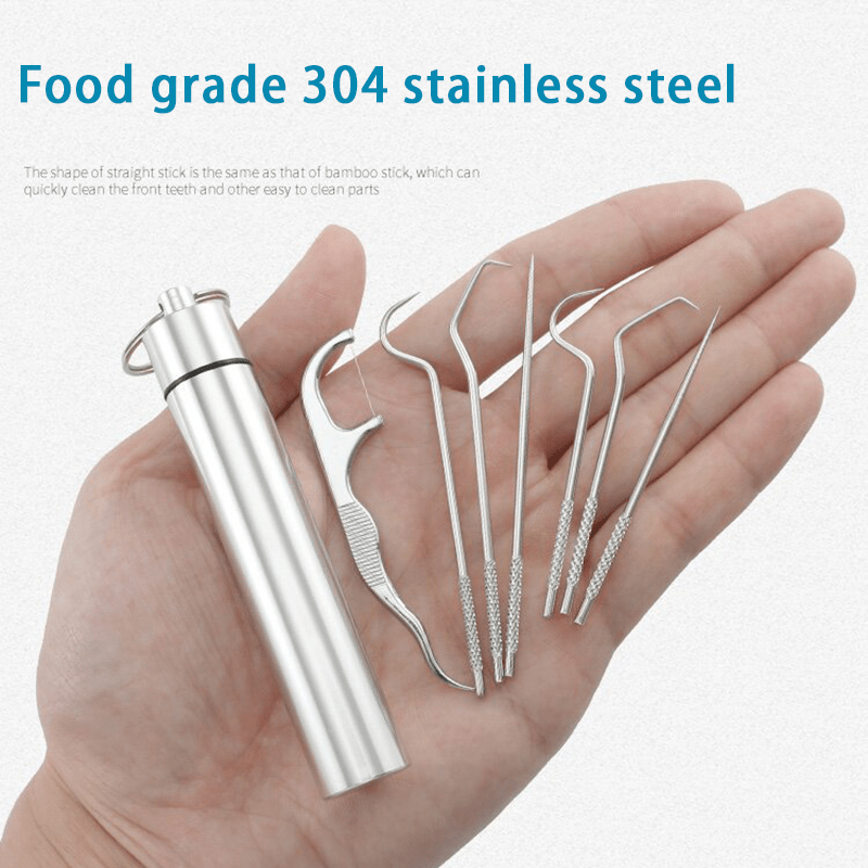 Oral Care
7pcs Dental Flosser Picks Set, Stainless Steel Tooth Pick Set, Deep Cleaning Dental Floss, Portable Hygienic Flosser With Holder For Travel Daily Life