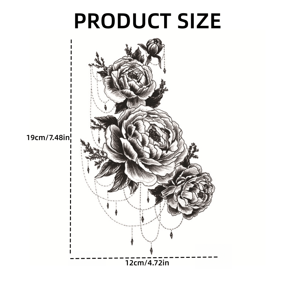 Temporary Tattoos
1 Pc HD Big Picture Character Rose Dark Series Waterproof Temporary Tattoo Sticker Thigh Butt Tattoo Sticker Women's Body Art