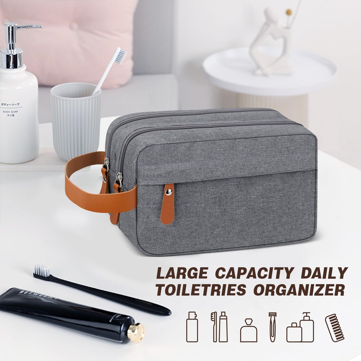 Makeup bags & Storage
Toiletry Bag For Men - Water Resistant Travel Large Toiletry Organizer Hanging Dopp Kit, Men's Shaving Bag For Traveling Accessories Toiletries