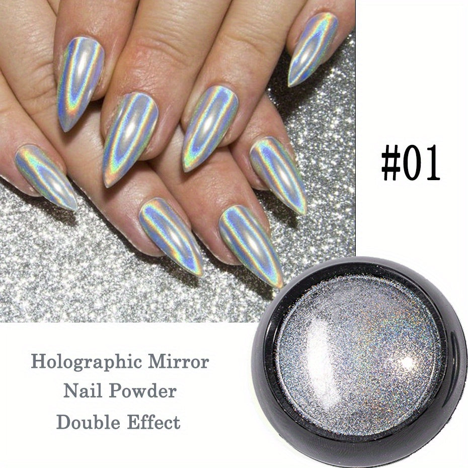 Nails
Nail Mirror Chrome Powder, Metallic Holographic Chrome Nail Powder, Nail Art Gel Polishing Chrome Flakes Pigment Dust Decorations Manicure