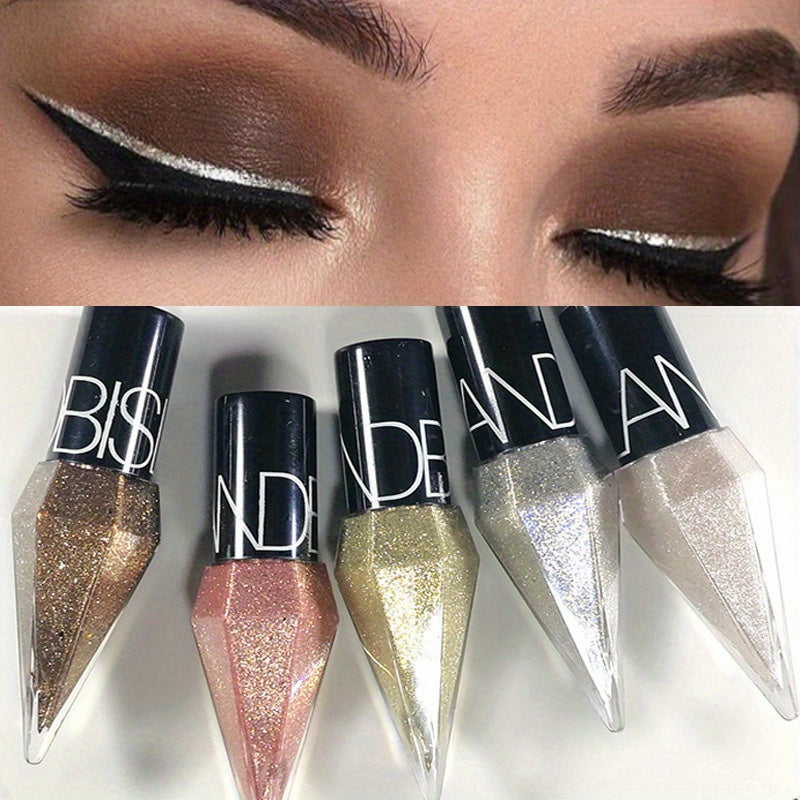 Makeup Shiny Eyeliner Eyeshadow Stick, Waterproof Silvery Rose Golden Color Glitter Sequins Eyeliner Pen Eye Makeup Cosmetics