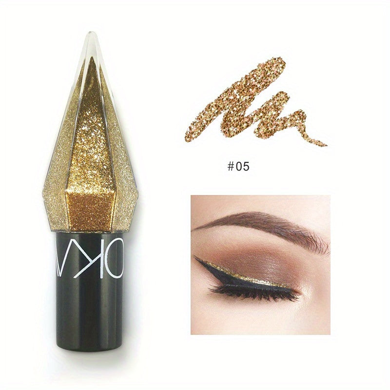 Makeup Shiny Eyeliner Eyeshadow Stick, Waterproof Silvery Rose Golden Color Glitter Sequins Eyeliner Pen Eye Makeup Cosmetics