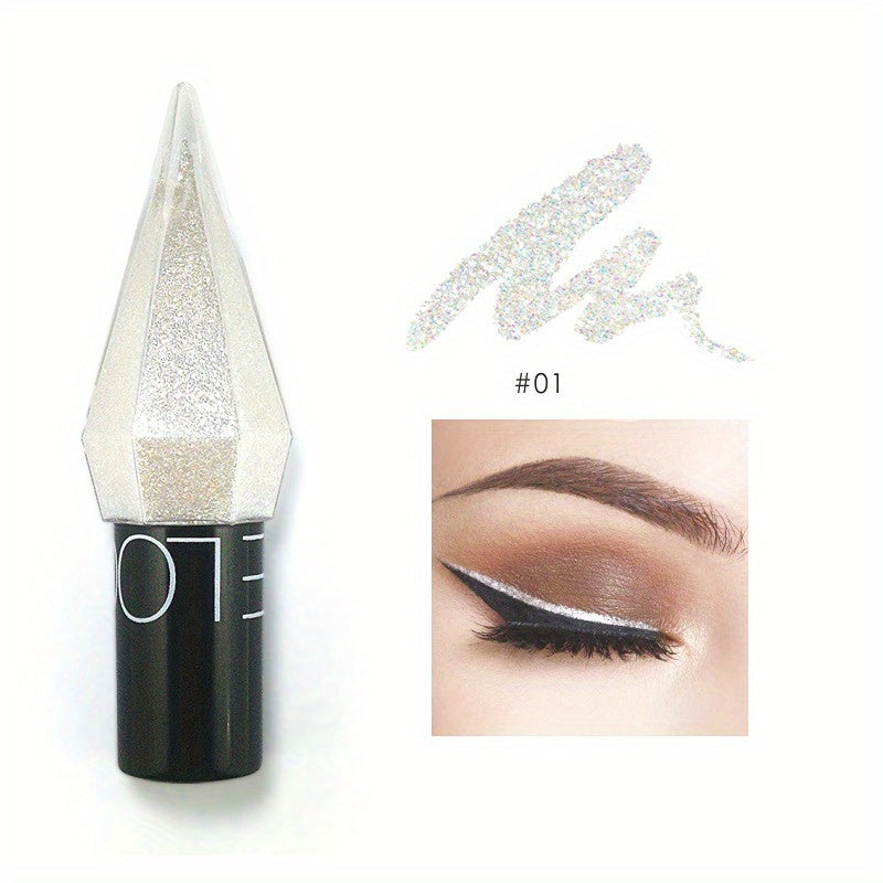 Makeup Shiny Eyeliner Eyeshadow Stick, Waterproof Silvery Rose Golden Color Glitter Sequins Eyeliner Pen Eye Makeup Cosmetics