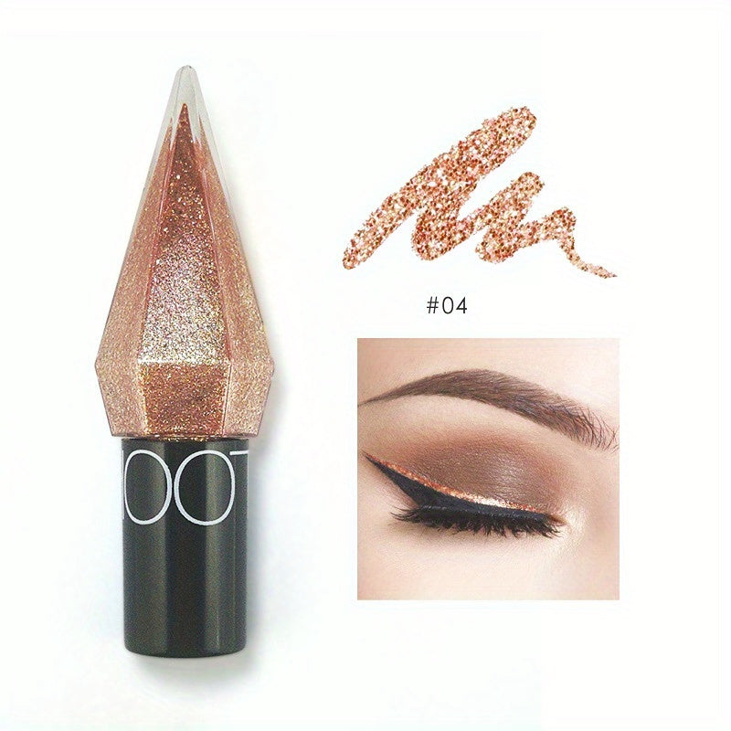 Makeup Shiny Eyeliner Eyeshadow Stick, Waterproof Silvery Rose Golden Color Glitter Sequins Eyeliner Pen Eye Makeup Cosmetics