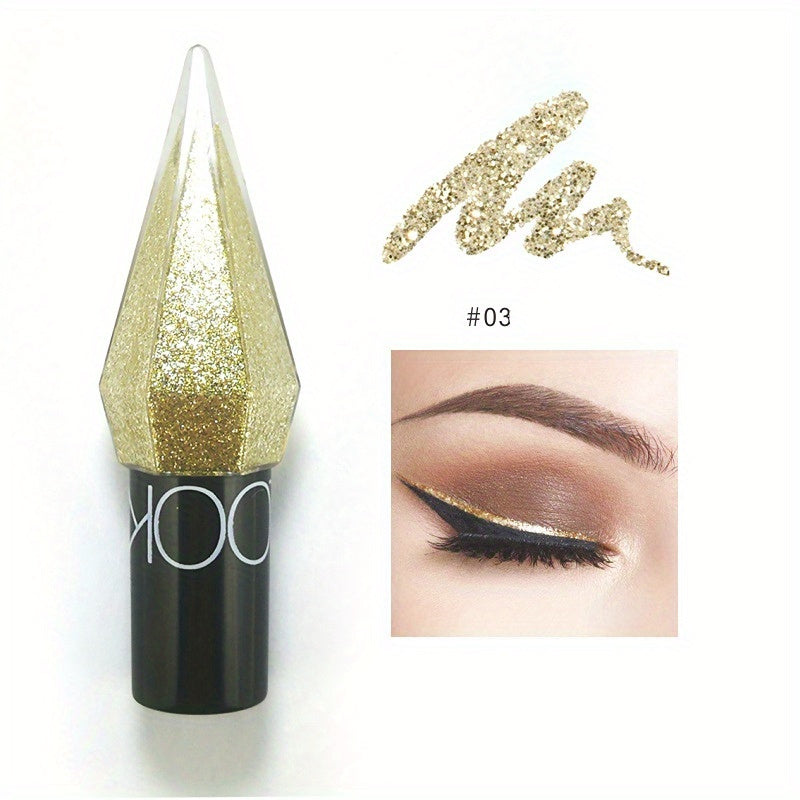 Makeup Shiny Eyeliner Eyeshadow Stick, Waterproof Silvery Rose Golden Color Glitter Sequins Eyeliner Pen Eye Makeup Cosmetics