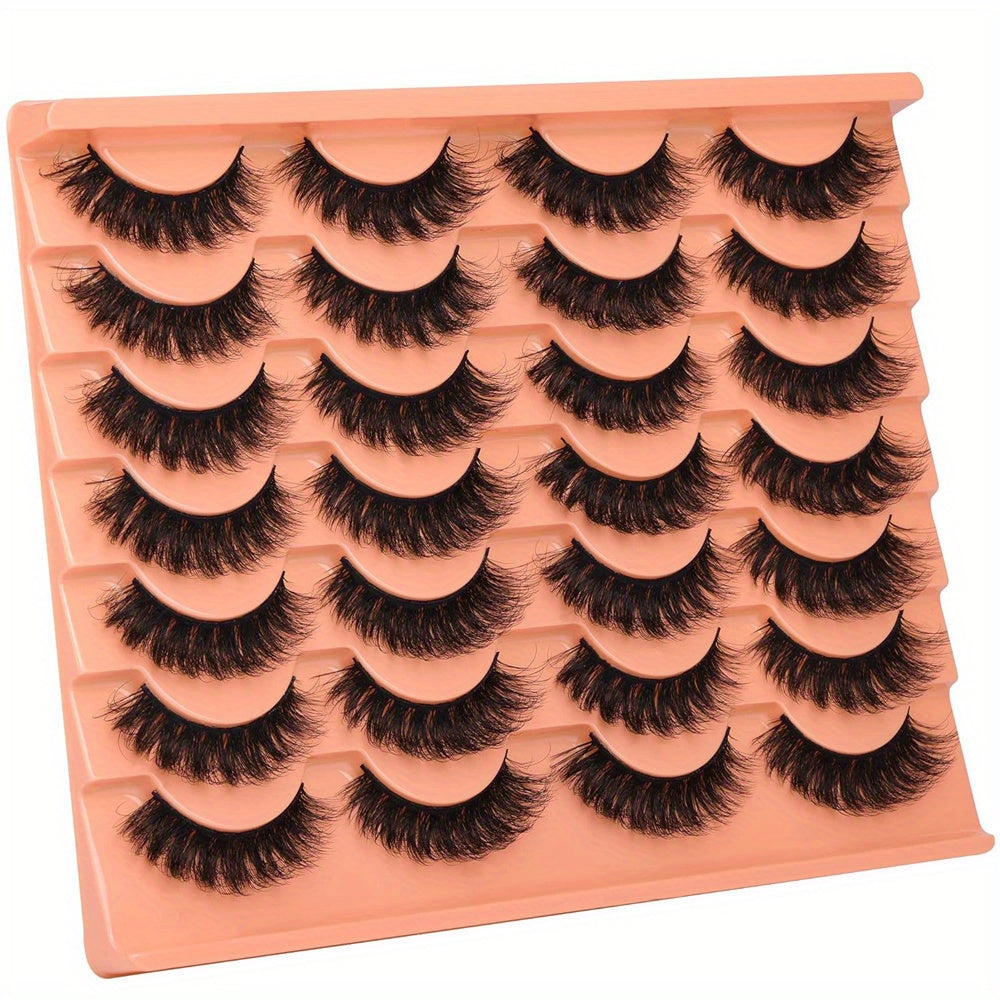 False Eyelashes
14 Pairs Natural Look False Eyelashes Thick Fluffy Faux Mink Lashes Pack Wispy Strip Fake Eyelashes Cat Eye Lashes That Look Like Extensions Black