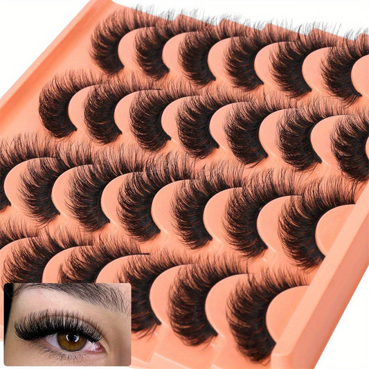 False Eyelashes
14 Pairs Natural Look False Eyelashes Thick Fluffy Faux Mink Lashes Pack Wispy Strip Fake Eyelashes Cat Eye Lashes That Look Like Extensions Black