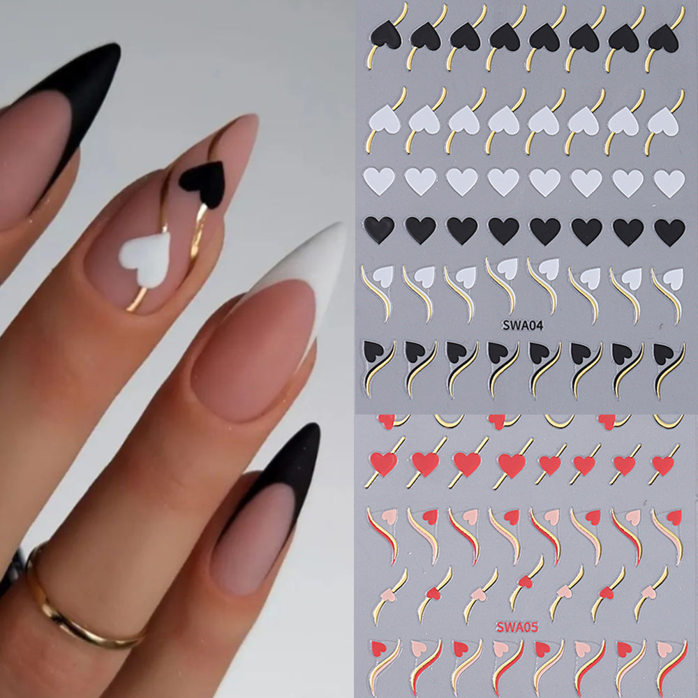 Nails
2 Sheet Valentine Nail Art Stickers, Heart Love Design Nail Art Decals For Nail Art Decoration, Self Adhesive Nail Art Supplies For Women And Girls