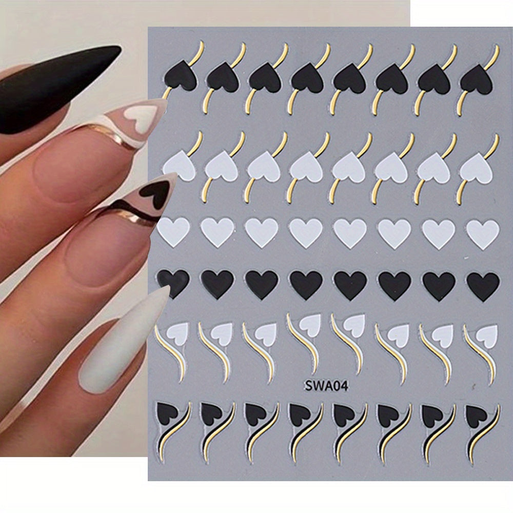 Nails
2 Sheet Valentine Nail Art Stickers, Heart Love Design Nail Art Decals For Nail Art Decoration, Self Adhesive Nail Art Supplies For Women And Girls