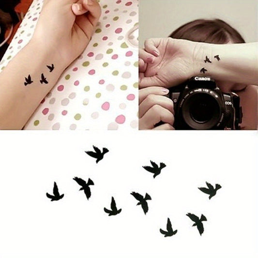 Temporary Tattoos
2 Pcs Small Cute Temporary Tattoo Black Bird Halloween Party Daily Body Art Waterproof Tattoo Stickers