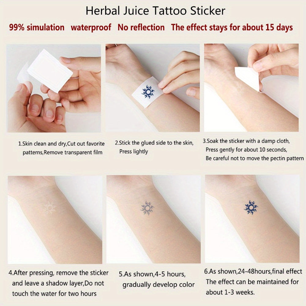 Temporary Tattoos
1 Sheet Blue Bowknot & Floral Lace & Stripe Pattern Temporary Tattoo Sticker, Herbal, Semi-permanent, Non-reflective, Can Last Up To Two Weeks, For Arms, Wrists And Body