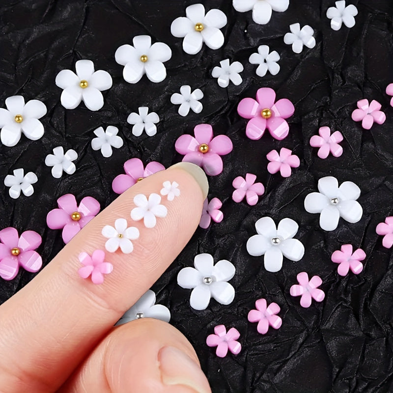 Nails
1pc Cherry Blossom Nail Charms - 3D Floral Manicure Pearls In Pink & White, Spring Blossom Nail Art Kit