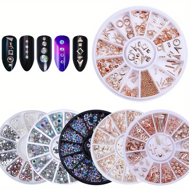 Nails
12 Grid Nail Art Rhinestone Decoration Set - Unscented, Crystal Gems, Alloy, Beads, Studs, Glitter, Manicure Accessories for Professional Nail Art Design and DIY Crafts