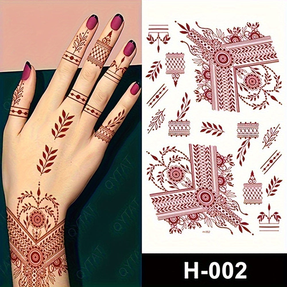 Temporary Tattoos
3-Pack Fashion Style India Mehndi Design Temporary Tattoos, Non-Toxic Water Transfer Body Art, Fake Full Hand Henna Tattoo Stickers, Waterproof Finger Tattoos - Other Shape