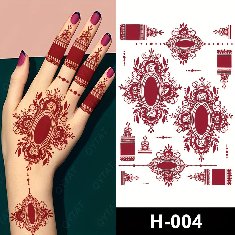 Temporary Tattoos
3-Pack Fashion Style India Mehndi Design Temporary Tattoos, Non-Toxic Water Transfer Body Art, Fake Full Hand Henna Tattoo Stickers, Waterproof Finger Tattoos - Other Shape