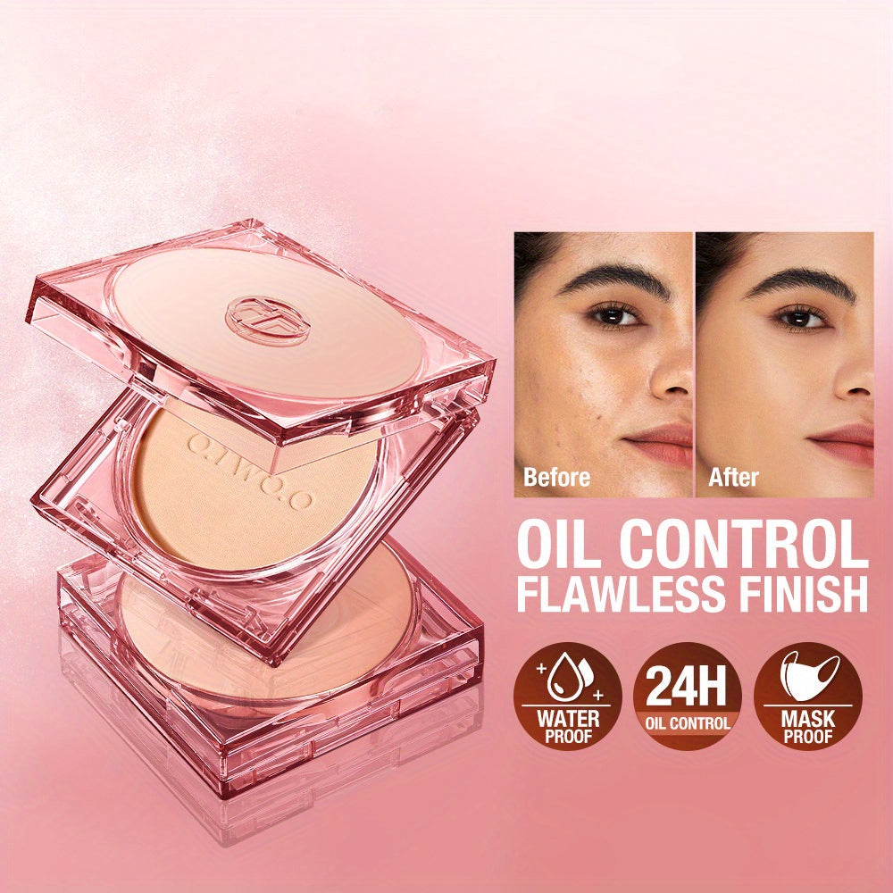 Makeup OTWOO 24H Long-Lasting Face Setting Powder Foundation - Full Coverage Matte Finish for All Skin Tones with Oil Control, Waterproof & Mask Proof Formula, Includes Powder Puff