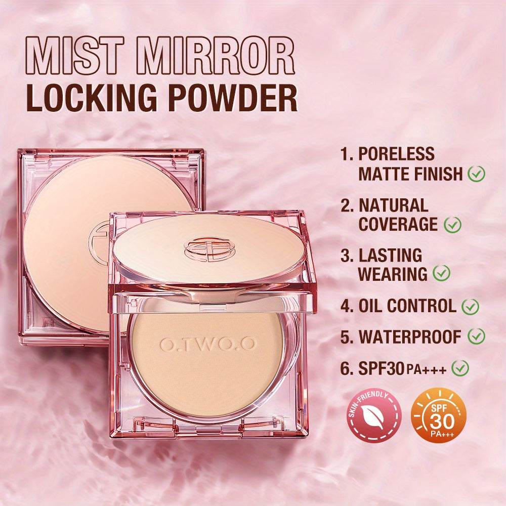 Makeup OTWOO 24H Long-Lasting Face Setting Powder Foundation - Full Coverage Matte Finish for All Skin Tones with Oil Control, Waterproof & Mask Proof Formula, Includes Powder Puff