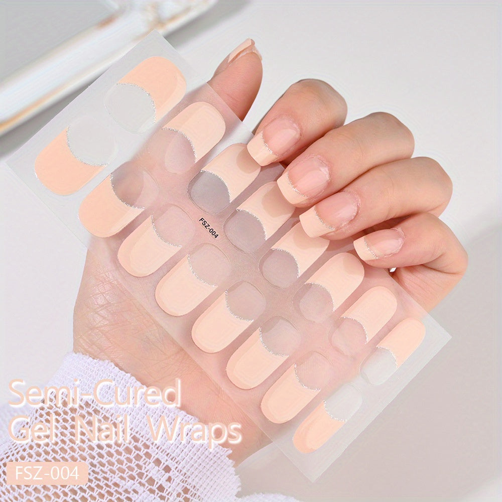 Nails
Semi-Cured Gel Nail Wraps: Solid Color French Manicure Stickers - Multiple Colors for Your Nails - Reusable, Glittery, and Plastic