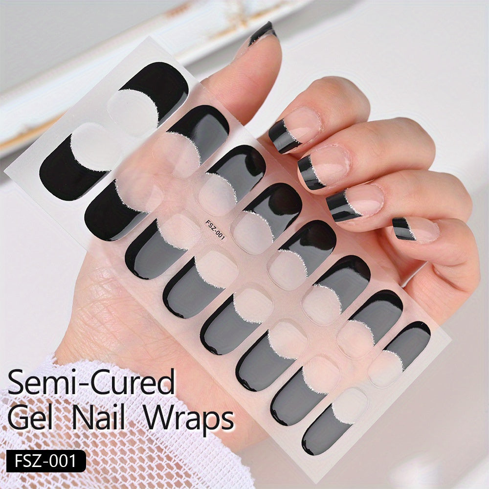 Nails
Semi-Cured Gel Nail Wraps: Solid Color French Manicure Stickers - Multiple Colors for Your Nails - Reusable, Glittery, and Plastic